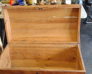 large antique dome top pine trunk 