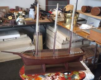 model ship on stand 