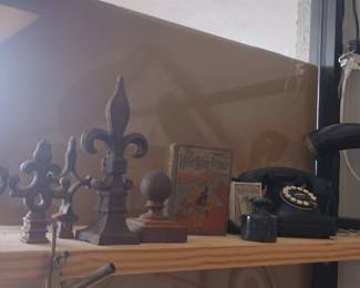 vintage phone and cast iron goodie s