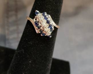 14k gold diamond sapphire ring 