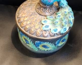 pretty peacock trinket box 