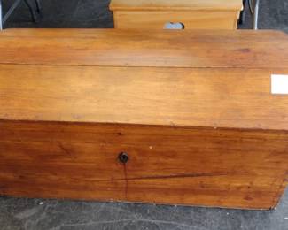large antique dome top pine trunk