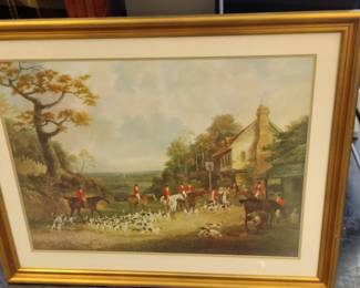Large framed hunt scene 