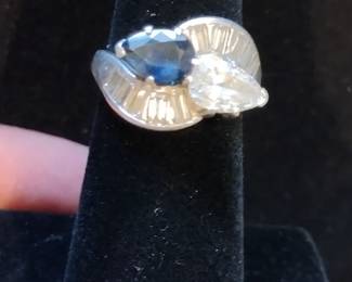 platinum diamond and sapphire ring BEAUTIFUL 