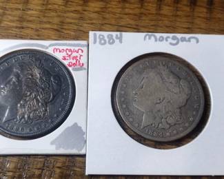 1890 1884 Morgan silver dollars