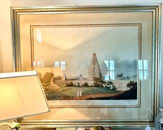 "Pagoda at Tanjore" antique lithograph by Henry Salt - beautfully framed