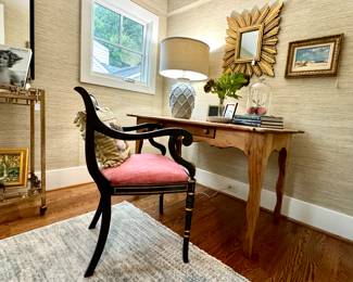 Maitland Smith Regency Chair, Habersham Plantation Desk, Original Oil on canvas 