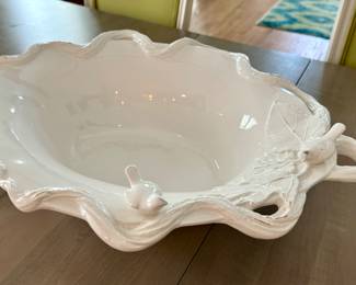 Giant white bowl with birds - perfect for planting/ornaments/etc.
