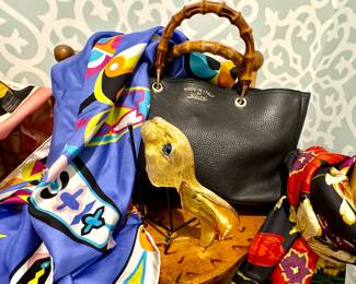 Pucci Scarf, Gucci Bag, RARE - Christopher Ross Bunny Belt Buckle, Gucci Scarf, Alice D Leather Tote, Dana Gibson, Waterman Pen