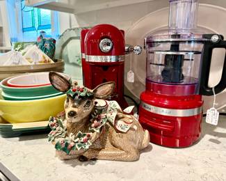 Kitchen appliances - Nespresso machine, Kitchen Aid chopper, Vietri Plates, Vietri bowls, pitchers, Le cresuet kettle, Le cresuet bakeware...