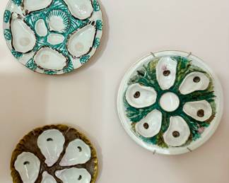 Large collection of vintage oyster plates - Majolica, Limoges, French