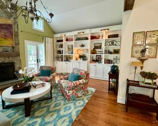 BOOKS! Antique Barley twist side table, vintage botanicals, wall brackets  
