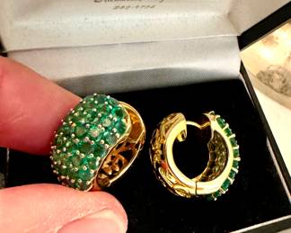 18kt Emerald Hoops