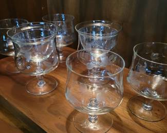 Etched glass shrimp cocktail glasses