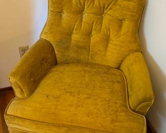 Pair of gold upholstered lounge chairs