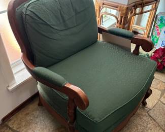 Pair of Oversized Louis XV Style Lounge Chairs with footrest