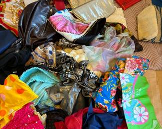 Another shot of the scarves: silk, cotton, old, new