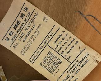 Tags on the Broyhill chairs