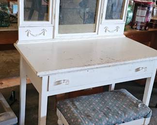 VANITY WITH MIRROR AND STOOL