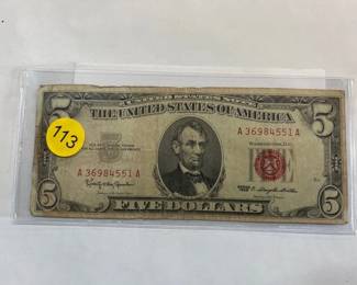 Red Seal $5 certificate