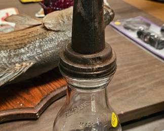 VINTAGE GLASS OIL BOTTLE