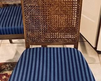 Mid 20th Century Faux Bamboo Caned Chair Set. Set of 4.