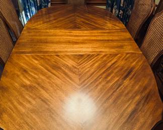 Mahogany Dining Table w/10 Cane Back Chairs.