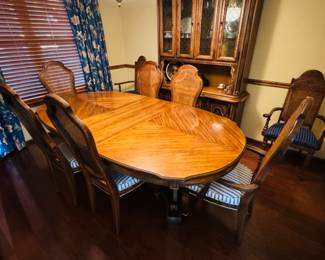 Mahogany Dining Table w/10 Cane Back Chairs.