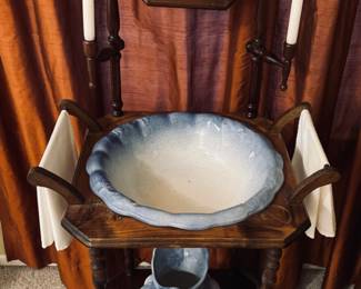 Vintage Victorian Wash Stand With Pitcher Set