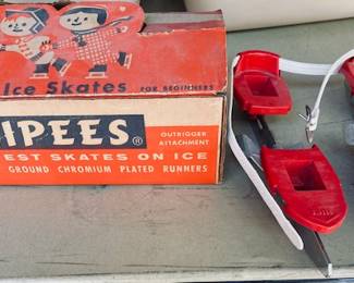 VTG MCM 1957 Zippes Beginners Children Ice Skates Chromium Runners.