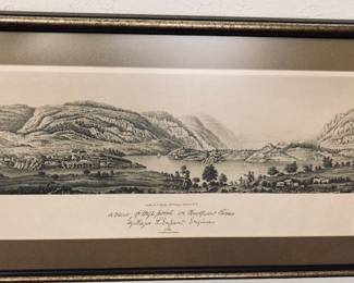 Framed J. Bien Litho of L Enfant Drawing of West Point.
