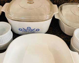 Variety of Corning Ware. Cornflower with Lids.