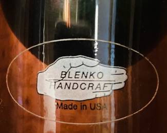 Vintage Blenko Handmade Glass Eggplant in Purple Amethyst & Emerald