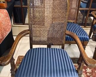 Mid 20th Century Faux Bamboo Caned Chair Set. Set of 4.