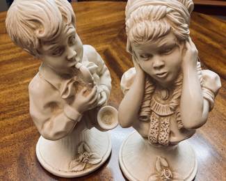 Vintage 1971 Universal Statuary Boy and Girl Music Bust.