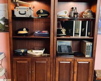 Mahogany Wood Book Cases. Lighted H 77" x W 32" (64" both) x D 17". Beautiful!