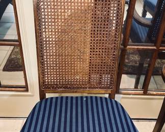 Mid 20th Century Faux Bamboo Caned Chair Set. Set of 4.