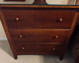 Thomasville 3 Drawer Nightstands w/Glass Toppers. 2 Available.