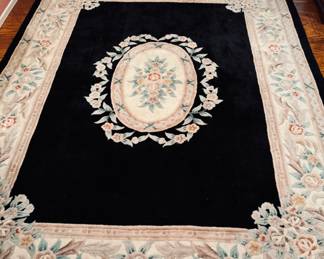 Large Woven Wool Area Rug. 95" x 126".