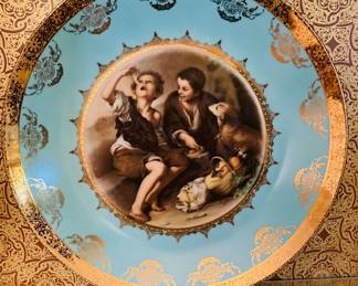 JKW Beggar Boys Plate 10 Inch Boys Eating Fruit Germany Bavaria.