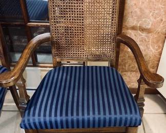 Mid 20th Century Faux Bamboo Caned Chair Set. Set of 4.