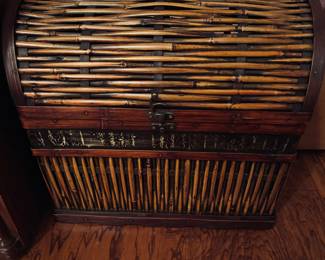 Vintage Coastal Pencil Reed Petite Trunk MCM Mid Century Tiki Nautical