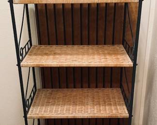 High Quality Wicker and Iron Shelving/Bakers Rack/Etagere.