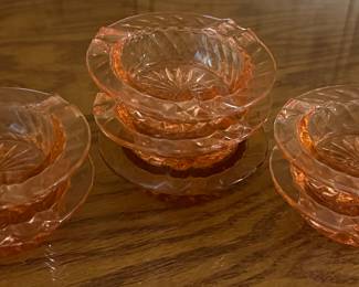 Pink depression glass set