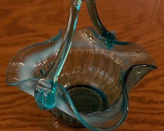 Blue glass basket