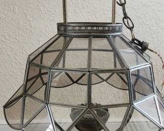 Vintage glass brass chandelier lantern lamp