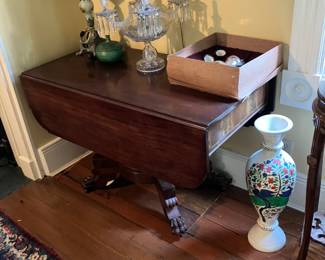 Drop Leaf Table and Antique Lamps