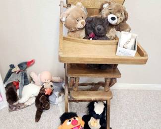 Antique High Chair, Vintage Stuffed Animals, Bert Doll