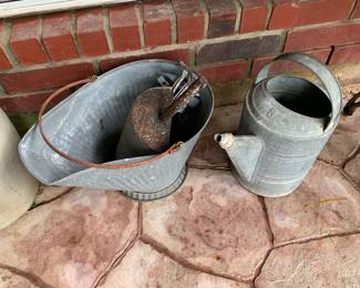 Galvanized Coal Bucket & Watering Can