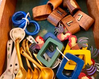 Variety of Tiny Spoons & Napkin  Rings, Spoons